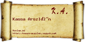 Kassa Arszlán névjegykártya